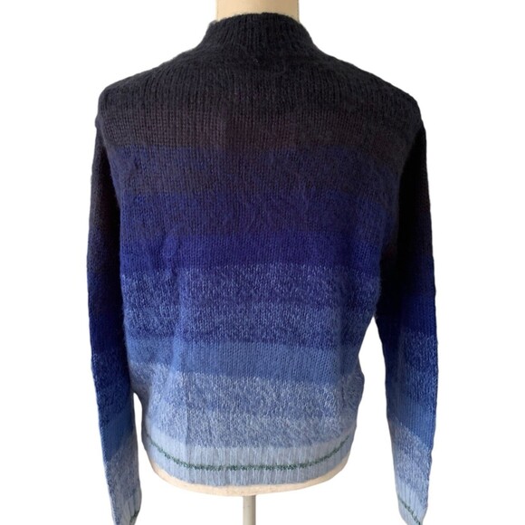 American Eagle Women's Sweater Mock Neck Ribbed Knit Blue Ombre Crop Size Med - Picture 9 of 16